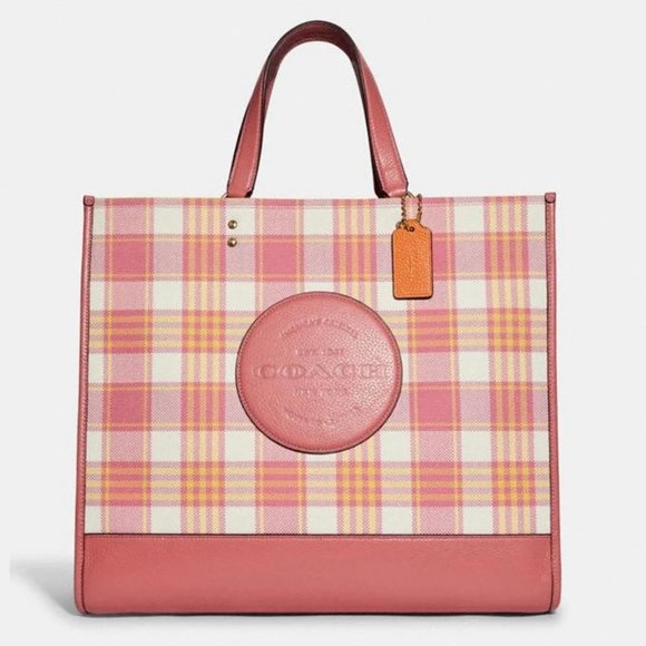 coach Dempsey Tote 40 With Garden Plaid Print And Coach Patch c8200 - Picture 7 of 15
